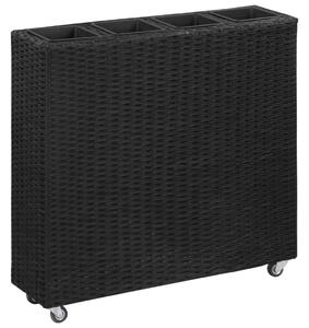 VidaXL fekete polyrattan kerti magaságyás 4 kaspóval 80 x 22 x 79 cm