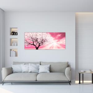 Rózsaszín fa képe (120x50 cm)