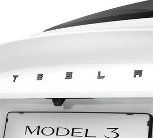 Hátsó csomagtér embléma takaró Tesla 3 Highlandhez, Spigen, karbon mintázat