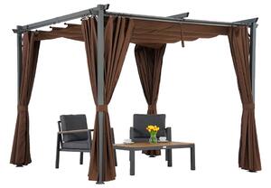 Barna La Palma 3x3m terasz pergola Garden Point függönyökkel