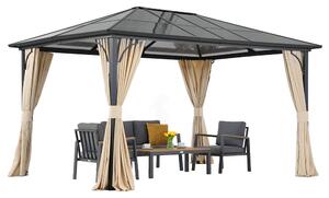 Modern kerti pavilon Santiago 3x3.6m függönyökkel Garden Point bézs színben