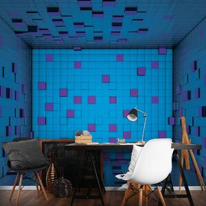 Fotótapéta - 3D szoba kék kockákból (152,5x104 cm)
