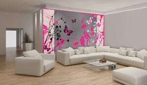 Fotótapéta - Rózsaszín pillangók (152,5x104 cm)