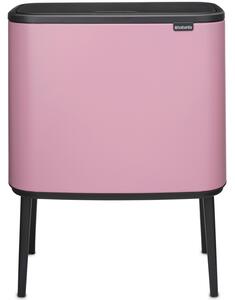 Brabantia Bo Touch Bin nyomófedeles szelektív hulladékgyűjtő, magasított, lábakon álló, műanyag tartály, 11+23L - X+J méret, acél, rózsaszín-lila - 255328