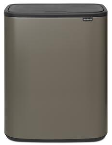 BRABANTIA Bo Touch Bin nyomófedeles hulladékgyűjtő XXL padlón álló műanyag tartály 60L - M méret acél platinaszürke - 223068