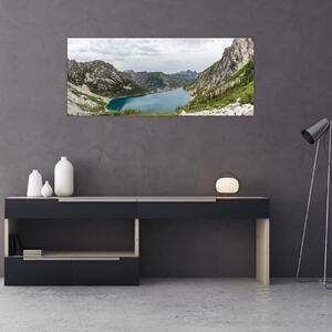 A hegyekben lévő tó képe (120x50 cm)