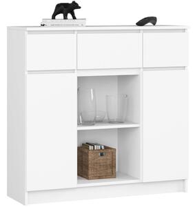 AKORD K100 Modern Komód Laminált Fehér 3 Fiókos