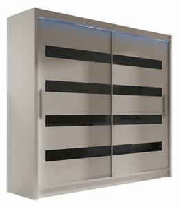 Gardróbszekrény Closico Pallor XI, Laminált forgácslap, 215x180x58cm, Kasmír, Fekete