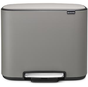 BRABANTIA Bo Pedal Bin pedálos hulladékgyűjtő szagmentesen záródó Soft-Close fedél műanyag tartály 36L - R méret acél betonszürke ásványi textúra - 121647