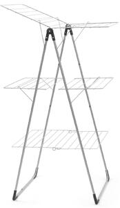 Brabantia Tower Drying Rack 3 szintes ruhaszárító állvány kompakt kialakítással a szűkös helyekre, 23m szárítási hossz, 20kg teherbírás, összecsukható, acél, metál szürke - 476648