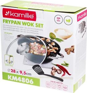 Patelnia Kamille wok Teflonowa Żeliwna 28cm