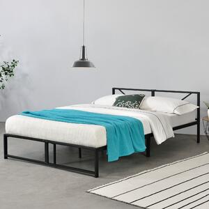 Fémkeretes ágy Meran, 140 x 200 cm, acél, fekete, 2 személyes, ágyráccsal