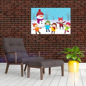 Kép - Téli gyerekes mulatságok (90x60 cm)