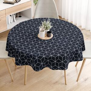 Goldea pamut asztalterítő - mozaik mintás, sötétkék alapon - kör alakú Ø 120 cm