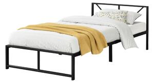 Fémkeretes ágy Meran, 90 x 200 cm, acél, fekete, 1 személyes, ágyráccsal