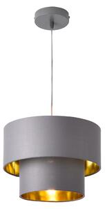 Függőlámpa Lopar mennyezeti lámpa E27 fém+textil szürke-arany lámpabúra Ø 30 cm
