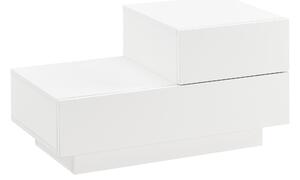Éjjeliszekrény fiókokkal 38 x 70 x 35 cm jobboldali fiókos szekrény 2 fiókkal forgácslemez fehér, magasfényű