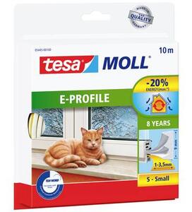 Tesa E profilú ablak szigetelő gumi, fehér, 10 m x 9 mm, moll 1 tekercs (05445-00100-00)