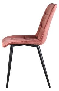 Kárpitozott szék fém lábakkal, Coral Velvet Rózsaszín / Fekete, Sz51xM44xM89 cm