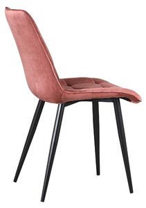 Kárpitozott szék fém lábakkal, Coral Velvet Rózsaszín / Fekete, Sz51xM44xM89 cm