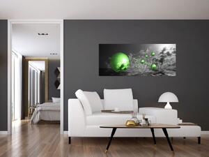 Zöld absztrakt gömbök képe (120x50 cm)