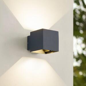 Lindby LED kültéri fali lámpa Esani, antracit, fel/le, IP54, Fekete, Alumínium, Modern