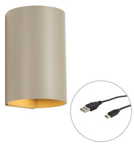 Modern fali lámpa taupe LED-del, 3 fokozatban szabályozható és újratölthető - Sabbir
