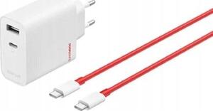 Oneplus Supervooc Hálózati Töltő Usb+type-C Aljzat 80w, Gan + Type-C Kábel, Fehér