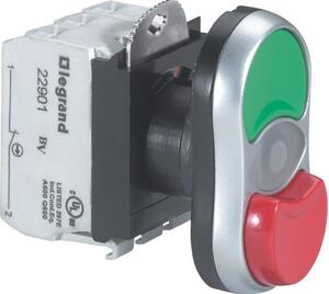VEZÉRLŐ GOMB 22MM KETTŐS I-0 1NO1NC HÁTTÉRVILÁGÍTÁSÚ LEGRAND OSMOZ 023767