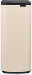 Brabantia Bo Touch Bin nyomófedeles hulladékgyűjtő, karcsú, négyzetes forma, műanyag tartály, 30L - O méret, acél, világos bézs - 238222