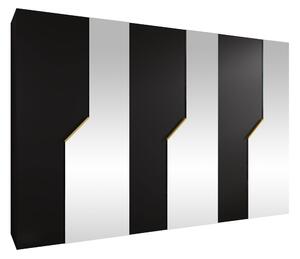 Gardróbszekrény Hartford 599, Laminált forgácslap, 202x300x52cm, Fekete, Aranysárga