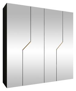 Gardróbszekrény Hartford 601, Laminált forgácslap, 202x200x52cm, Fekete, Aranysárga