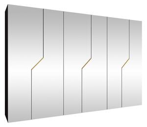 Gardróbszekrény Hartford 602, Laminált forgácslap, 202x300x52cm, Fekete, Aranysárga
