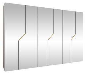 Gardróbszekrény Hartford 602, Laminált forgácslap, 202x300x52cm, Fehér, Aranysárga