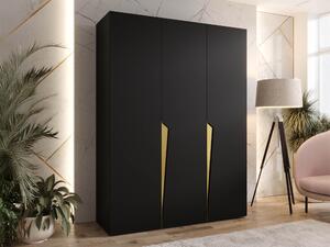 Gardróbszekrény Hartford 604, Laminált forgácslap, 202x150x52cm, Aranysárga, Fekete