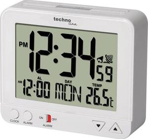 Techno Line (WT 195 WHITE) Rádiójel vezérlésű Ébresztőóra Fehér Riasztási idők 1 Nagy kijelző