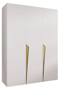 Gardróbszekrény Hartford 604, Laminált forgácslap, 202x150x52cm, Fehér, Aranysárga