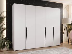Gardróbszekrény Hartford 606, Laminált forgácslap, 202x250x52cm, Fehér, Fekete