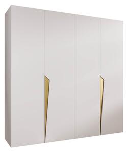 Gardróbszekrény Hartford 605, Laminált forgácslap, 202x200x52cm, Fehér, Aranysárga
