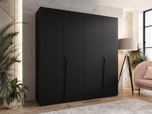 Gardróbszekrény Hartford 605, Laminált forgácslap, 202x200x52cm, Fekete