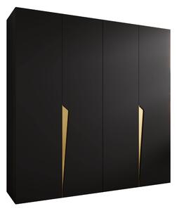 Gardróbszekrény Hartford 605, Laminált forgácslap, 202x200x52cm, Fekete, Aranysárga