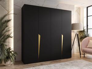 Gardróbszekrény Hartford 605, Laminált forgácslap, 202x200x52cm, Aranysárga, Fekete