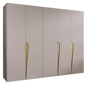 Gardróbszekrény Hartford 606, Laminált forgácslap, 202x250x52cm, Aranysárga, Kasmír