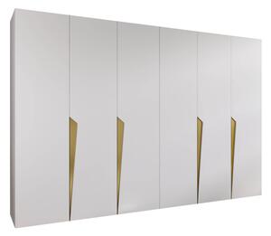 Gardróbszekrény Hartford 607, Laminált forgácslap, 202x300x52cm, Fehér, Aranysárga