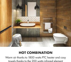 Klarstein Hot Spot Crystal Flow, fürdőszobai fűtőtest, 45 x 82cm, 36m², 2000 W, 5-40°C, LED