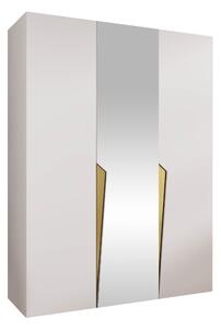 Gardróbszekrény Hartford 609, Laminált forgácslap, 202x150x52cm, Fehér, Aranysárga