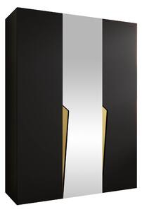 Gardróbszekrény Hartford 609, Laminált forgácslap, 202x150x52cm, Fekete, Aranysárga