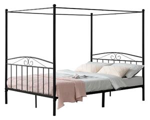 Baldachinos ágy Lahti 200 x 180 cm szinterezett acél fekete