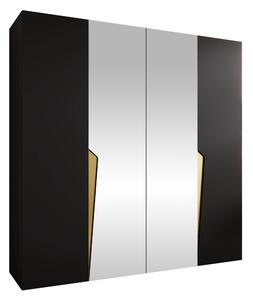 Gardróbszekrény Hartford 610, Laminált forgácslap, 202x200x52cm, Fekete, Aranysárga