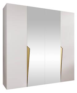 Gardróbszekrény Hartford 610, Laminált forgácslap, 202x200x52cm, Fehér, Aranysárga